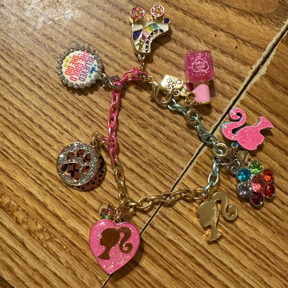 Barbie Charm Bracelet with Pink and Gold Accents